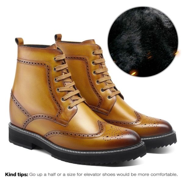 Botas de invierno marrones con aumento de altura 10 cm hombre