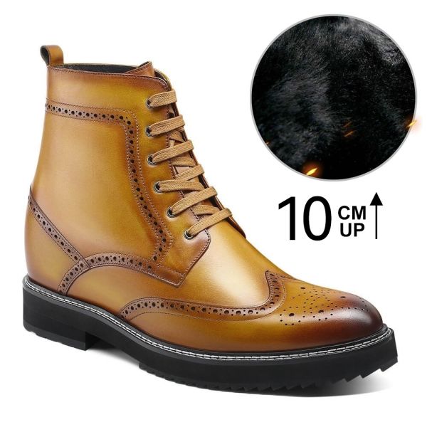 Botas de invierno marrones con aumento de altura de 10 cm