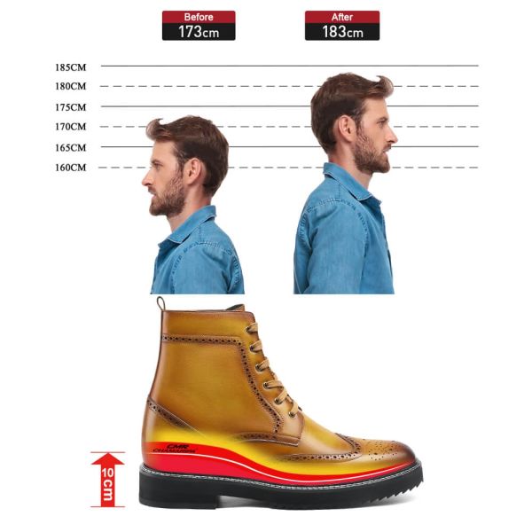 Botines Marrones con Alzas de 10 cm before and after