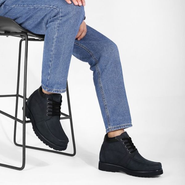 Botas Negras De Nubuck Con Punta Cuadrada De 10cm